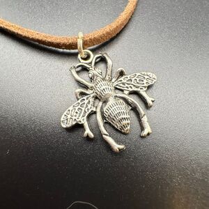 Honeybee and Leather Necklace, Womens, 22”, NEW, Handmade, Bee, Insect